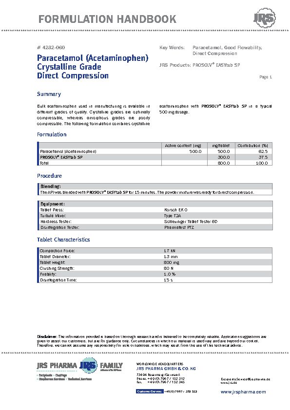 Paracetamol Crystalline Grade