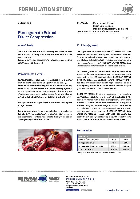 Pomegranate Extract – Direct Compression